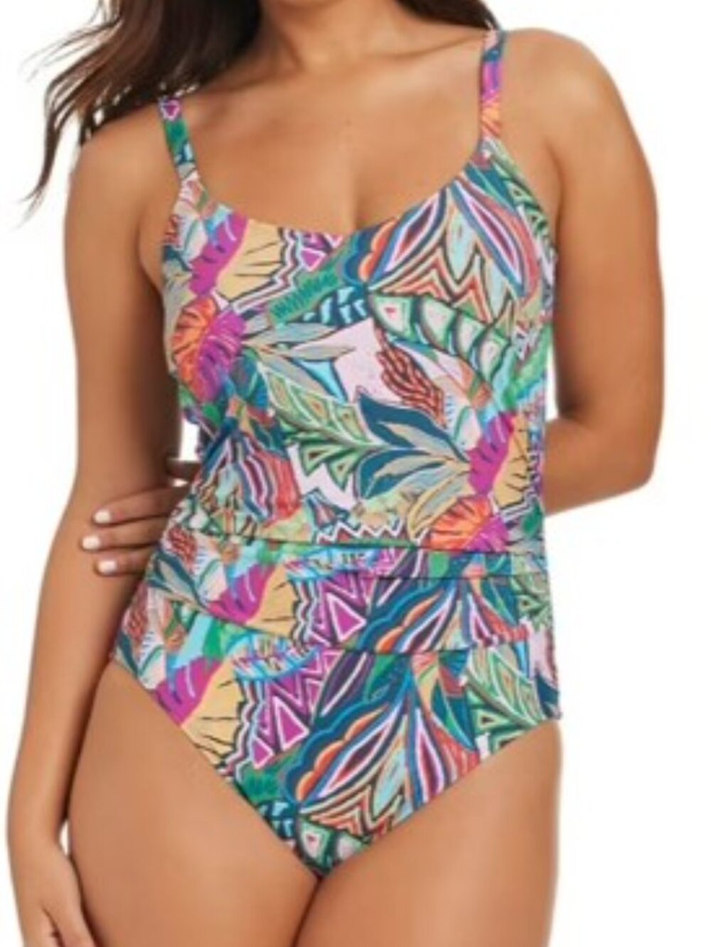 Beyond Control One-Piece Underwire Swimsuit - Tropical Print Size 10